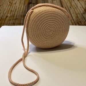 Minimalist Crossbody Straw Purse -Pink